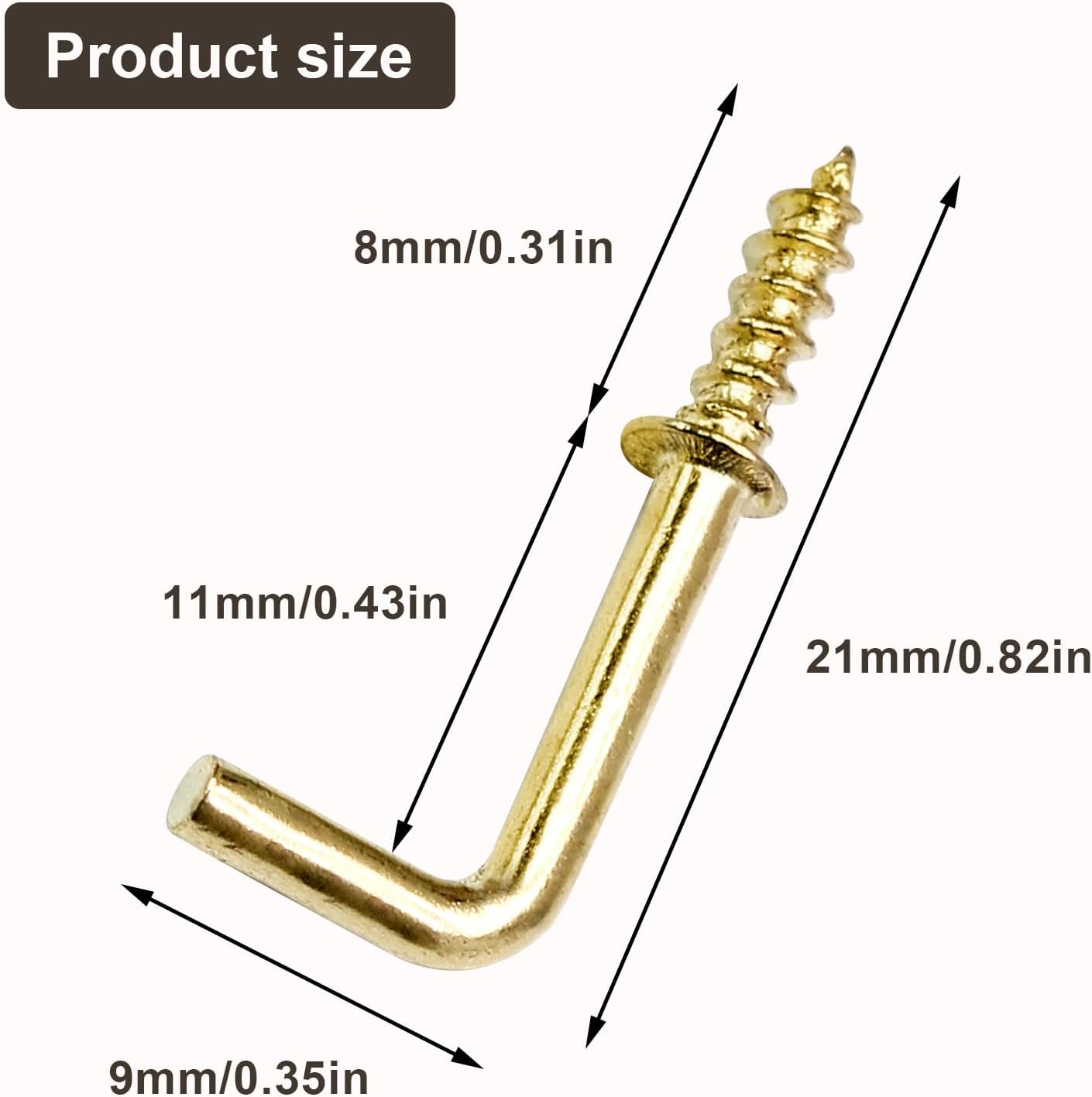 Jiozermi 1/2 Inch Tiny L Hooks, Gold, 150 Pcs image 2