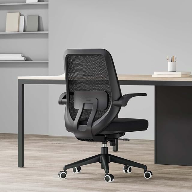 Hbada Office Chair Task Desk Chair Swivel Home Comfort Ergonomic Chairs with Flip-up Arms and Adjustable Height, Black