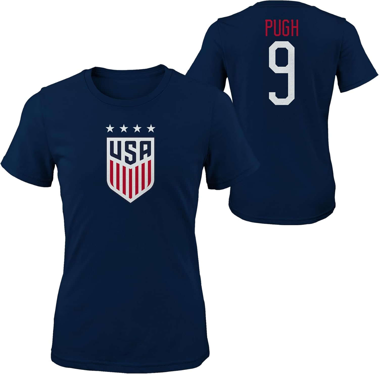 Outerstuff Womens US Soccer Name & Number Short Sleeve Tee, Navy, Large