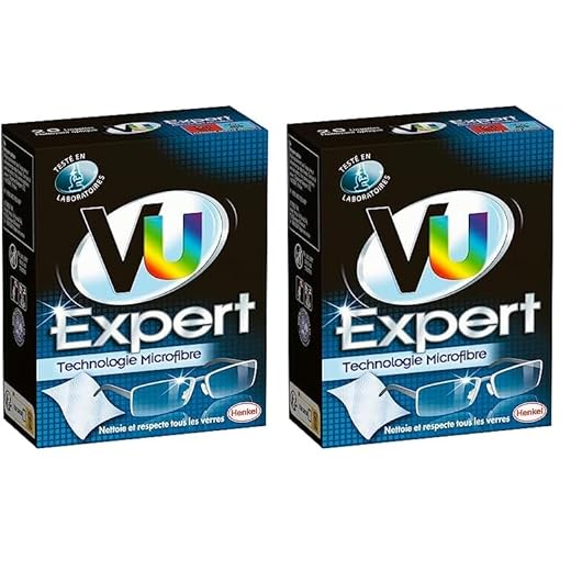 VU Expert – Nettoyant Optique – 20 Lingettes – Lingettes Nettoyantes Lunettes Microfibre – Nettoie et respecte tous les verres (Lot de 2)