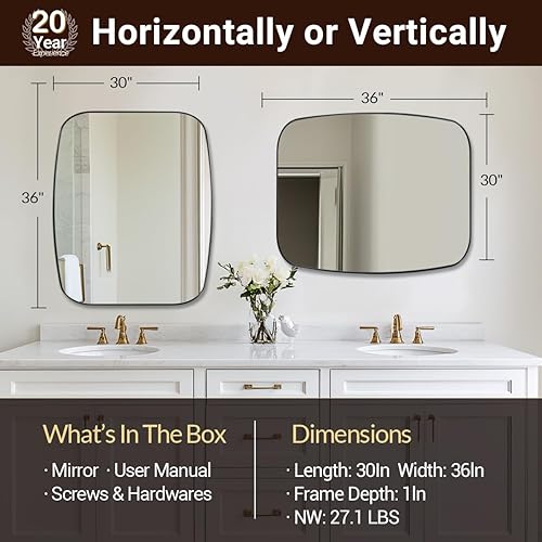 Miniatura 106 de ANDY STAR Espejos ovalados dorados para baño, espejo de pared oblongo, con marco de metal dorado cepillado de 24 x 36 pulgadas, espejo de tocador