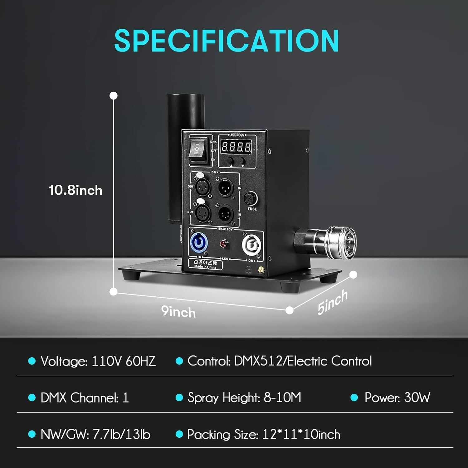 MOKA SFX DJ Co2 Jet Machine with 10ft Hose DMX CO2 Cannon Professional Co2 Fog Machine for Stage Club Events