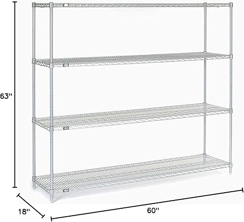 Miniatura 2 de Nexel Unidad de arranque de estantería de alambre epoxi de plata de 5 niveles, 60 pulgadas de ancho x 18 pulgadas de profundidad x 63 pulgadas de