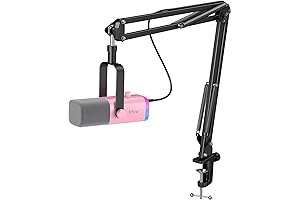 FIFINE Boom Arm Stand Mic, USB XLR Condenser Microphone Kit, Pink
