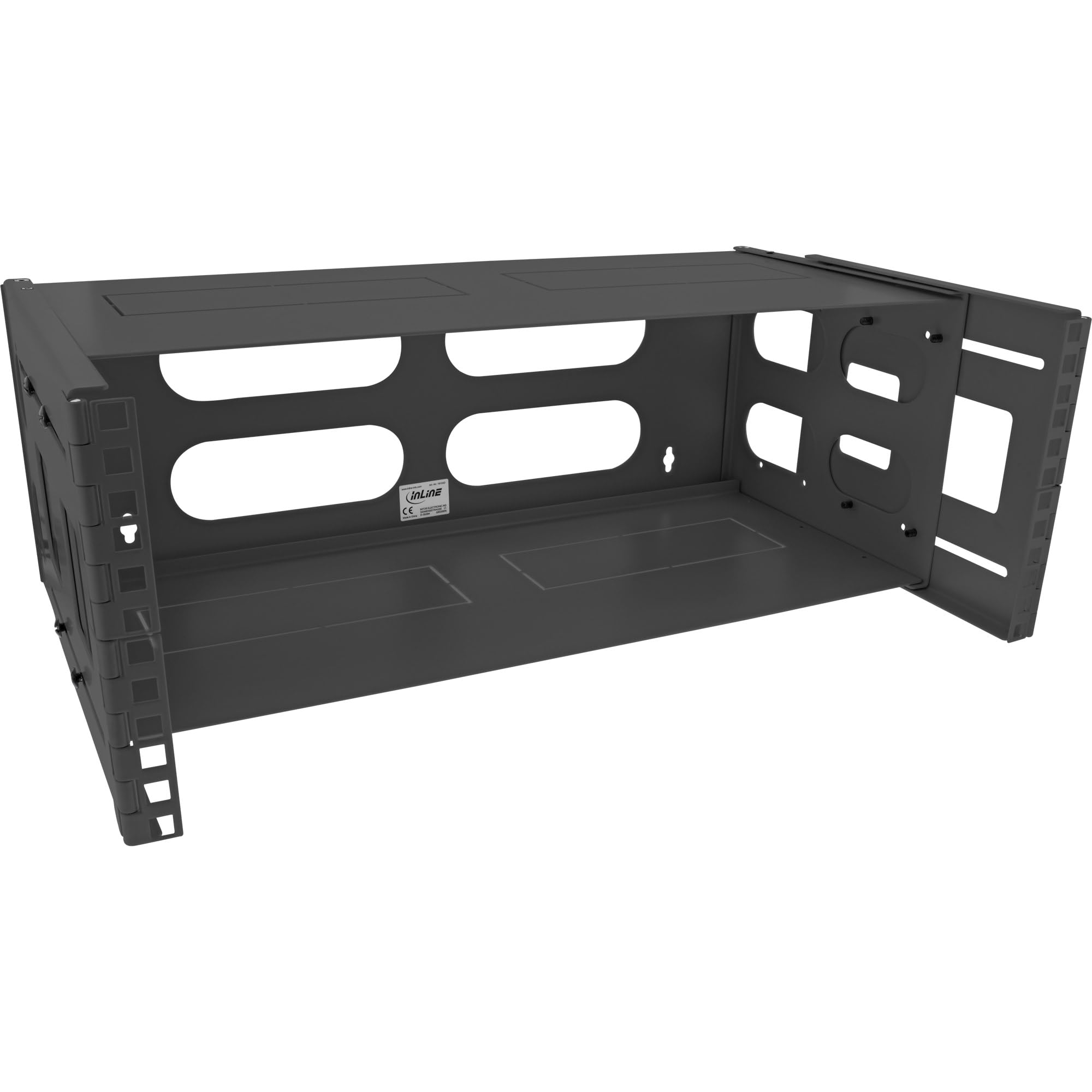 InLine - Bastidor de Montaje en Pared (19", 4HE, 24-40 cm de Profundidad, con Tapa), Color Negro