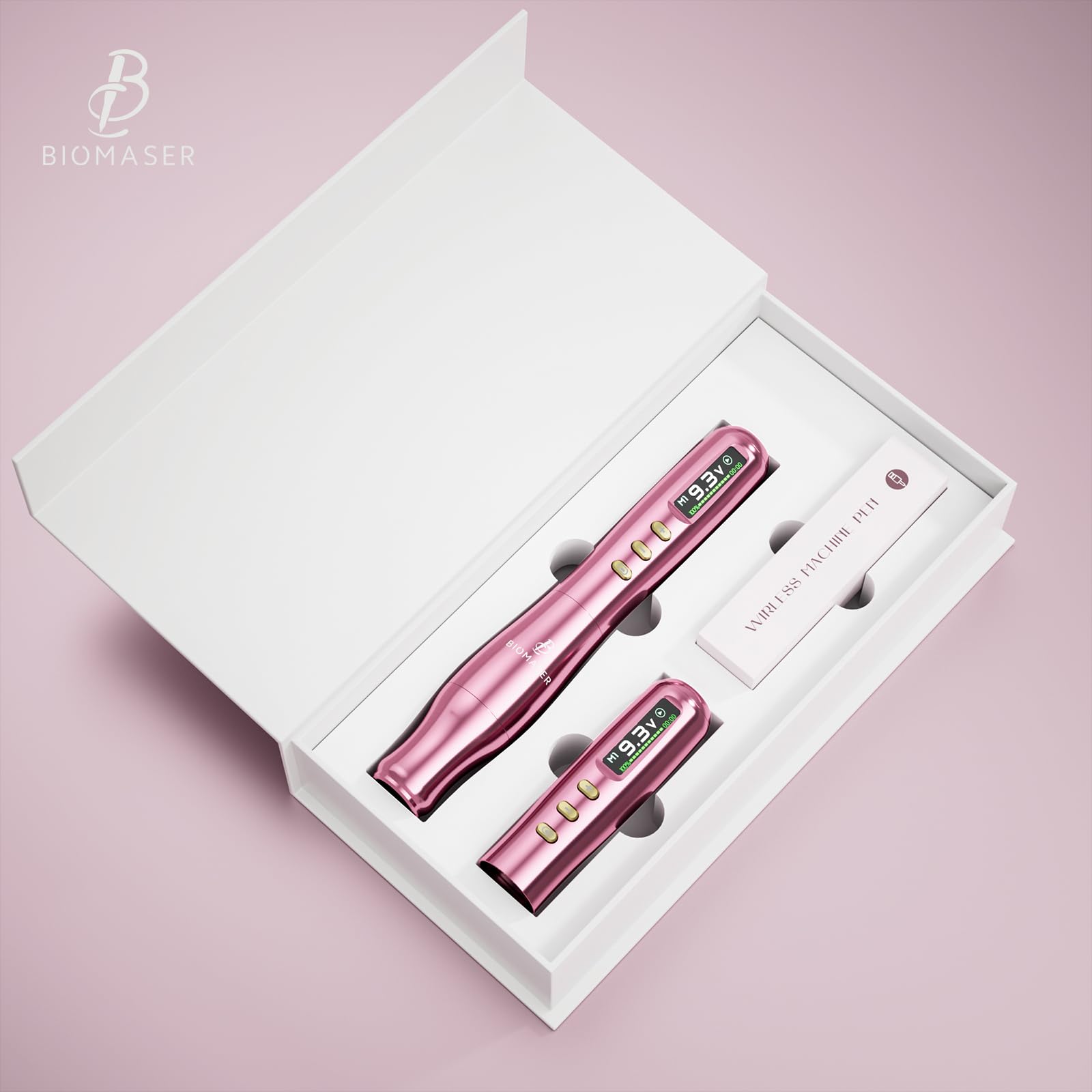 Biomaser TP006 2025 Máquina de Maquillaje Semipermanente Inalámbrica | con motor alemán de precisión, pantalla táctil LCD, ideal para cejas, labios y delineador de ojos, para profesionales (Rosa)