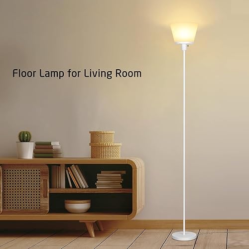 Miniatura 28 de Lámpara de pie LED alta, lámpara de pie moderna negra para dormitorio, sala de estar, oficina, lámpara de pie brillante con pantalla de plástico