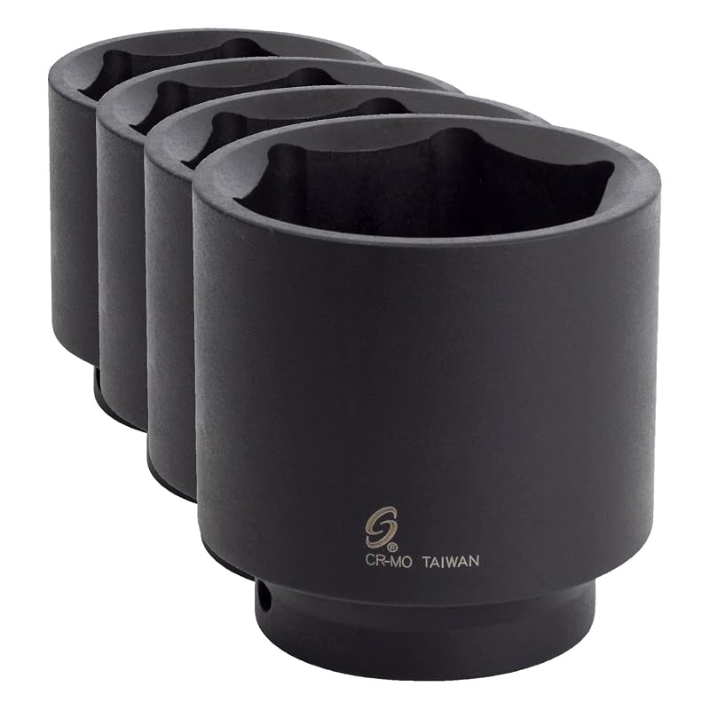 Soquete de impacto Sunex Tools 252, encaixe de 12,7 mm (1/2 pol.), sextavado de 41,3 mm (1-5/8 pol.), CR-MO, 4 peças