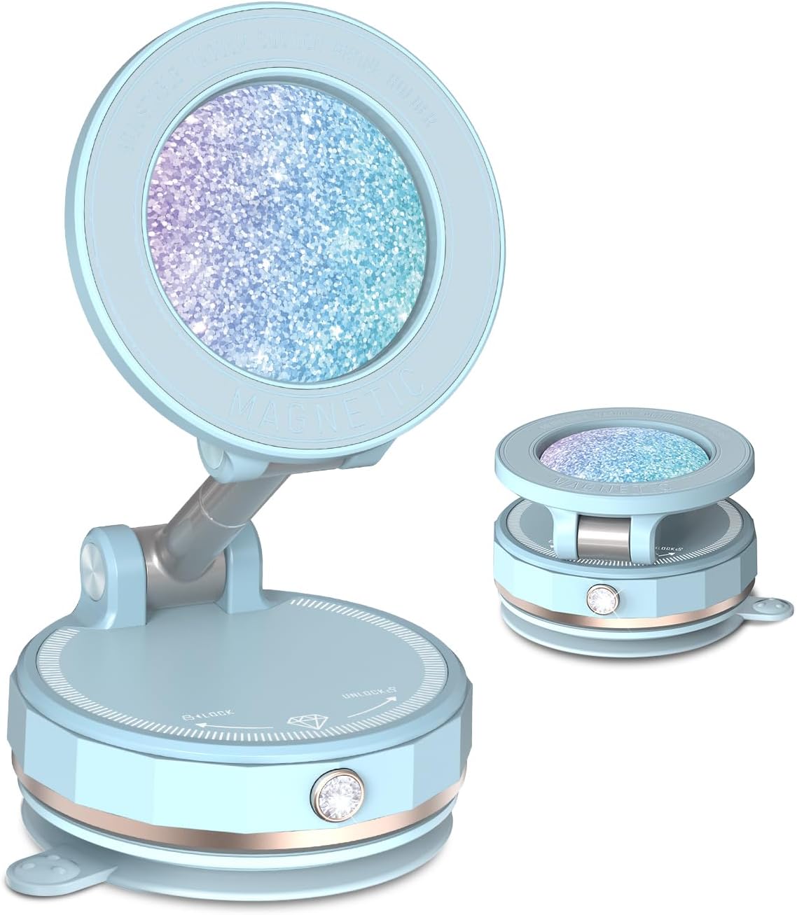 2026 Gen-3 Magnetic Phone Holder for MagSafe Car Mount,360° Adjustable Vacuum Suction Phone Mount for Car/Mirror/Home/Travel,Suction Cup Mount for iPhone 17/16/15/14/13/12/Android (Blue)