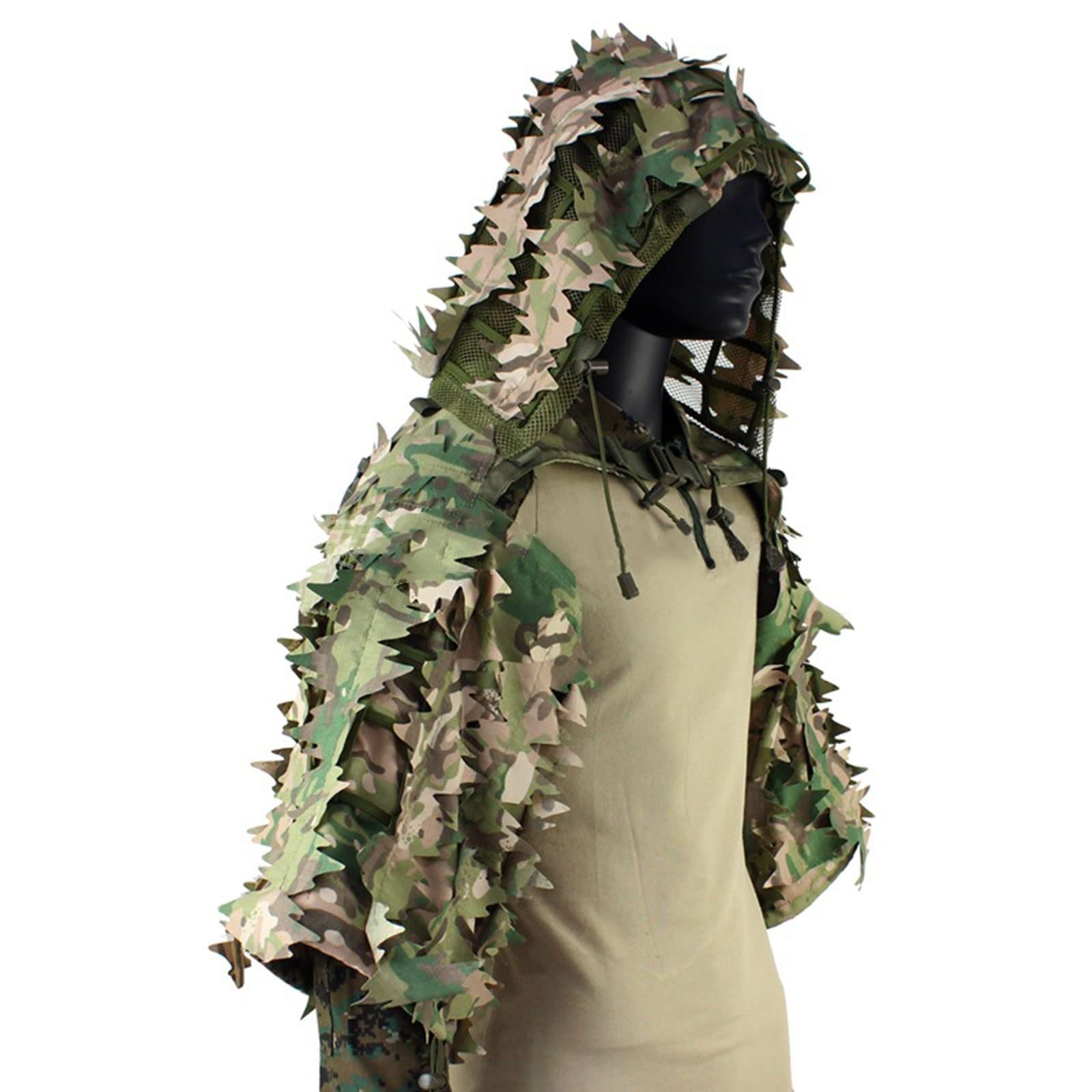 Krähenjagd Tarnung, 3D Sniper Cloak Tactical Poncho Camo Jagdbekleidung Camouflage Sniper Softair Tarnüberwurf Fotografie Jagd, Scharfschützen, CS,3D-Blattanzug-Basis