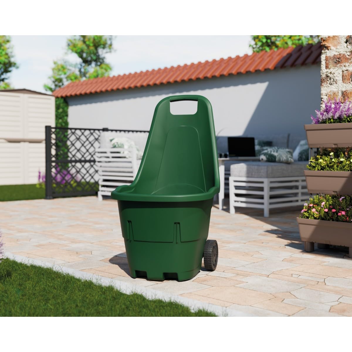 Chariot de jardin avec 2 roues en polypropylène avec dimensions mm. 485x575x875h