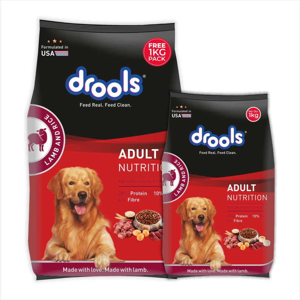Adult Dry Dog Food 2.8kg + 1kg (Free) | Lamb and Rice Flavour | Supports Skin Nourishment and Coat Radiance | Promotes Healthy Digestion | Natural Antioxidants | Strengthen Immunity