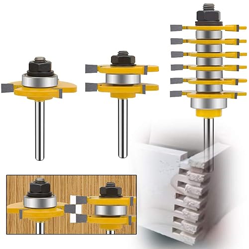 LEATBUY Fresadora para inglete de 45° de lengüeta y ranura, vástago de madera fresado 1/2 pulgada, cortador de perforación de carburo, herramienta