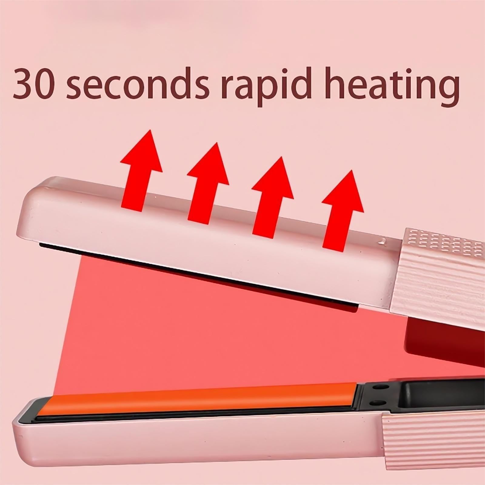 Plancha de pelo inalámbrica, mini plancha y rizador de cerámica portátil 2 en 1, alisador de viaje recargable USB-C, bloquea la humedad y el brillo, 3 niveles ajustables (rosa) 6