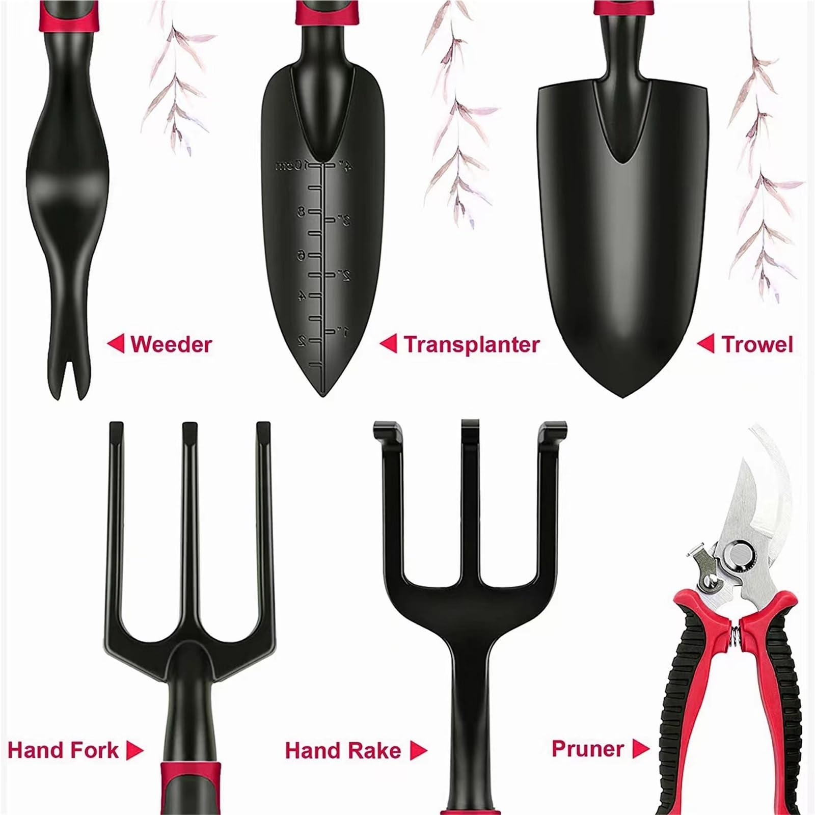 Set di attrezzi da giardinaggio da 11 pezzi – Attrezzi da giardinaggio in alluminio resistente con custodia, regali per il giardinaggio per donne e nonne,