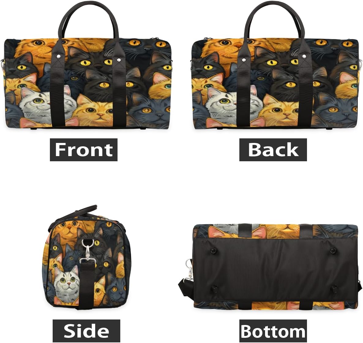 Cats Cute Travel Duffel Bag for Women Men Large Capacity Overnight Weekender Bags for Lightweight Waterproof Sport Gym Bag for Workout Yoga Swim