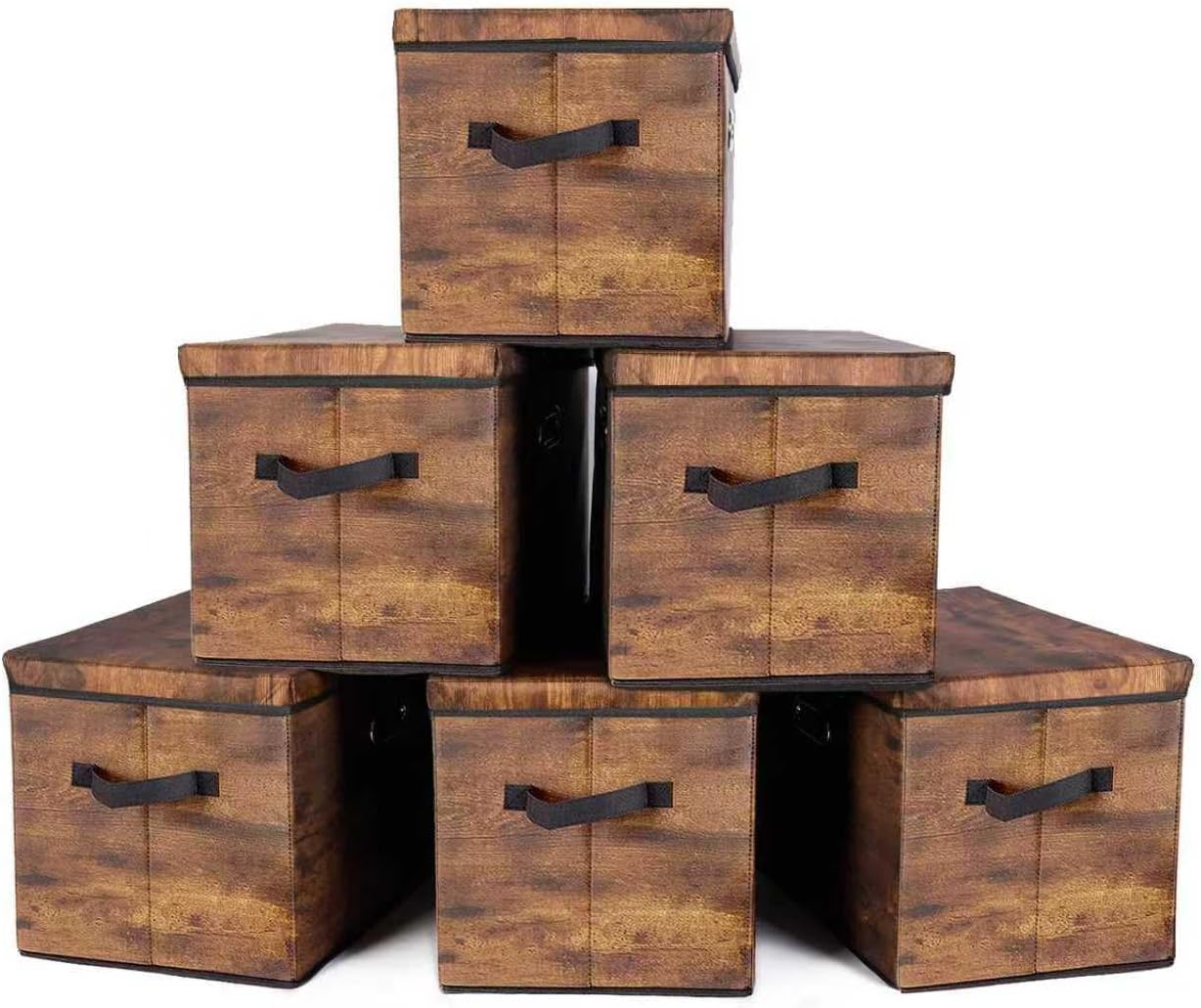 EWES Fabric Storage Cubes, 6 Pack Foldable Storage Bins with Handle, Storage Baskets Box for Shelves, Closet, Organizer