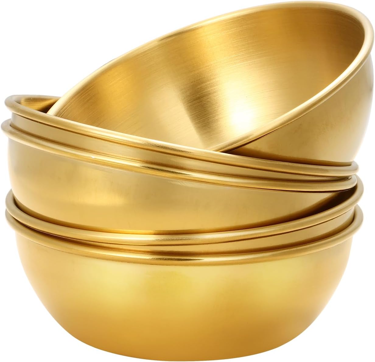 Sauce Dishes Small Dipping Bowls: Cabilock 5Pcs Soy Sauce Dishes, Stainless Steel Appetizer Bowls, Multipurpose Seasoning Sauce Dipping for Ketchup, Soy Sauce, Vinegar, Appetizer (Golden)