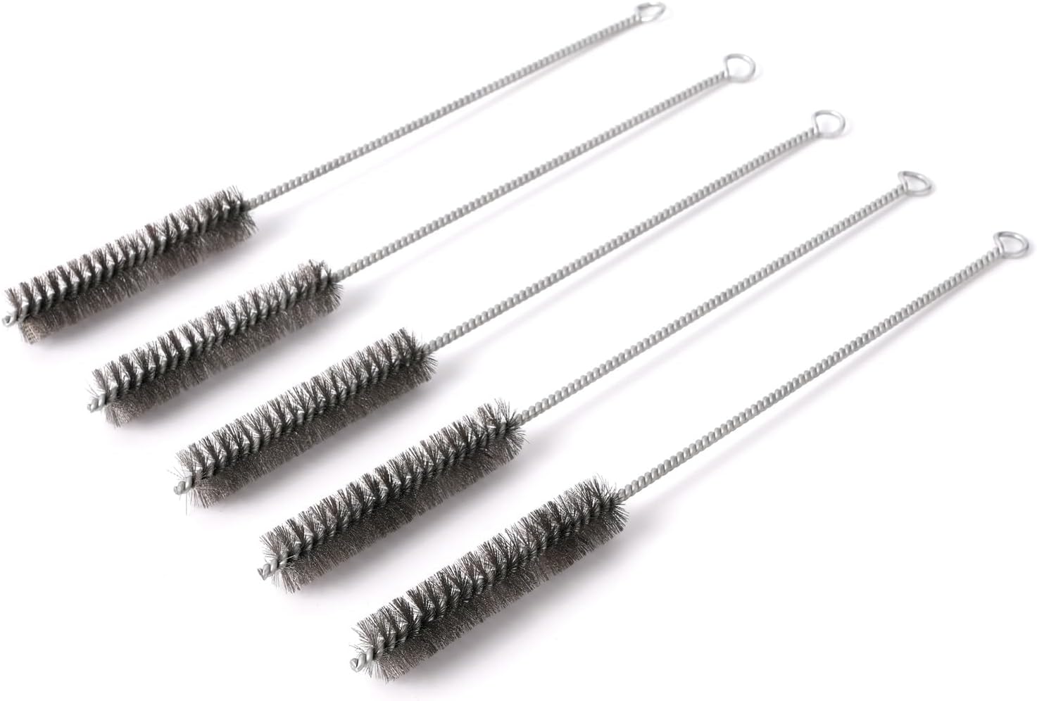12 Inch Pipe Cleaning Brush Set with Stainless Steel Bristles, Steel Wire Tube Brush Kit for Auto Parts Polishing, Machining, Bottles, Tubes, Etc.（13mm-5pcs）