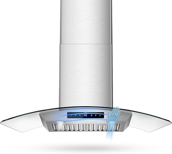 30 Inch Wall Mount Range Hood 1200CFM, 4-Speed Wall Mount Range Hood with Touch Control & Gesture Sensing Stainless Steel Kitchen Stove Vent Hoods with 2 LED Lights Pro Series