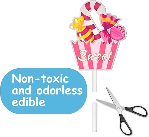 Miniatura 5 de 18 piezas de piruletas con purpurina rosa para decoración de postres y magdalenas, suministros de decoración para baby shower, niños y niñas,
