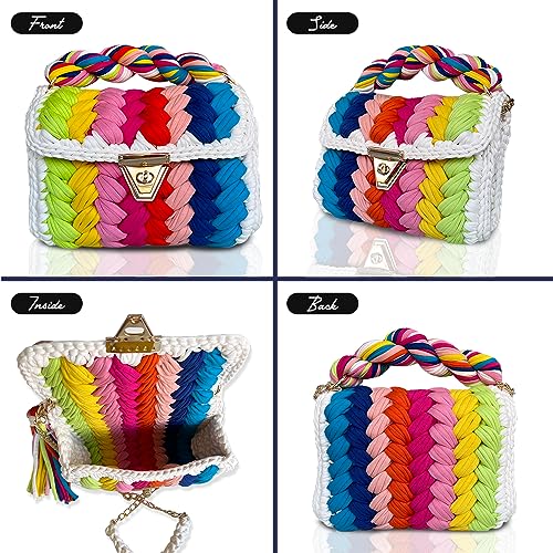 Image of Evening Clutch Bag for Women, Handmade Crochet Wedding Party Purse, Small Flap Formal Crossbody Handbag Evening Clutch