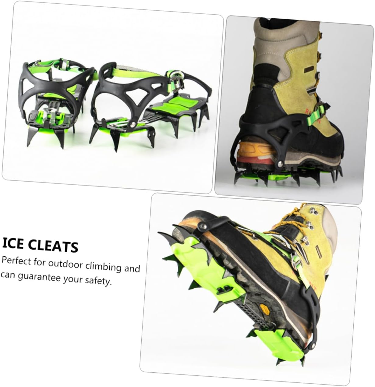 1pair Ice Grippers Teeth Non- Crampons for Outdoor Snow Claws Manganese TPU Fits Sports Mountaineering Shoes Cold-Resistant Traction for Hiking