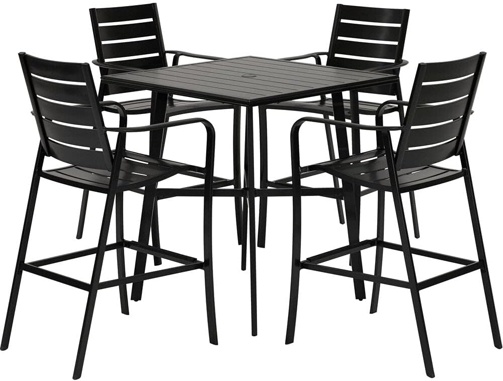 Hanover Cortino All-Weather Commercial-Grade Aluminum Slatted Dining Chair, CORTDNCHR-1GM