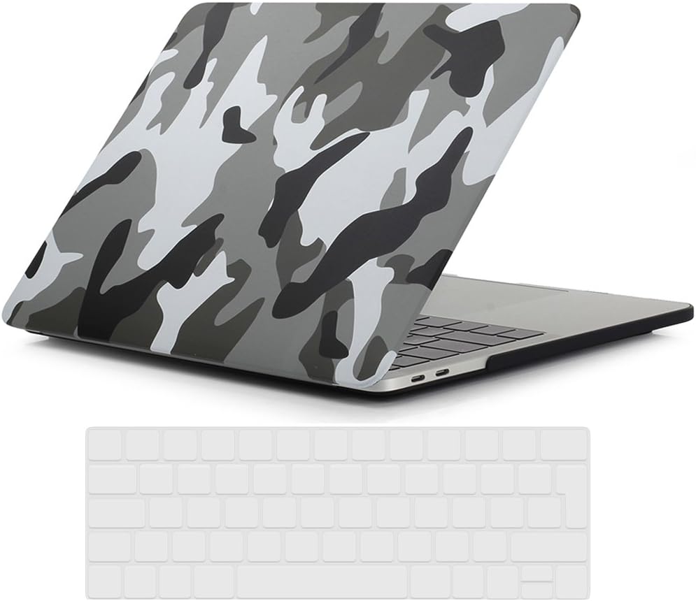 RYGOU Camouflage Pattern Hard Case with Keyboard Skin for Macbook Pro 15 inch with Touch Bar and Touch ID Model:A1707 (Released in Oct 2016)