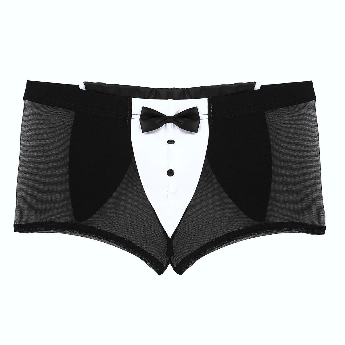 myza Men's Bow Tie Bikini Briefs Gentleman Roleplay Costume (Small, Black 7904)-picture-22