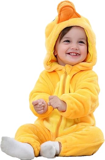 DarkCom Unisex Baby Duck Costume Animal Onesie Toddler Hooded Romper Halloween Kids Christmas Pajamas