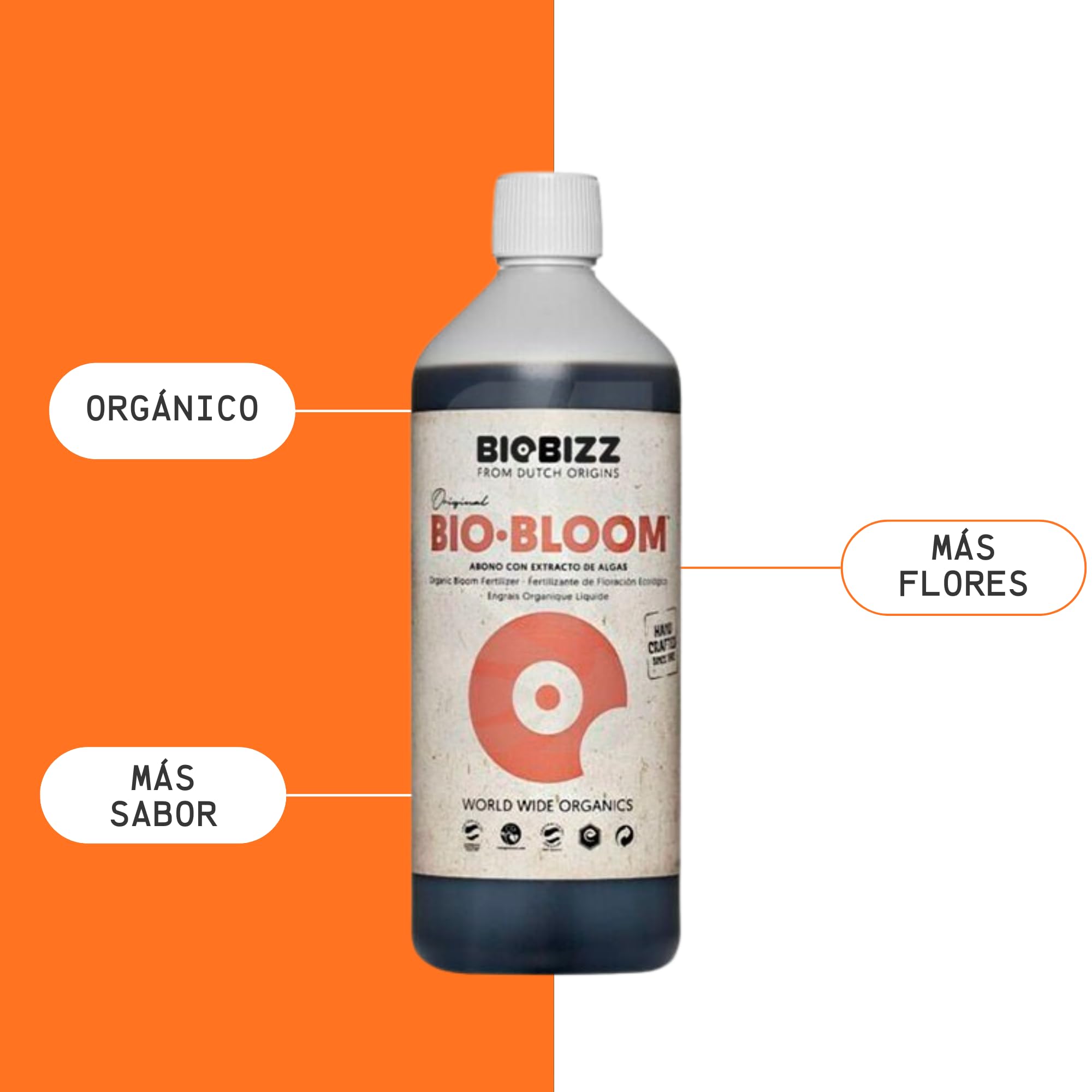 GROWMANIA Engrais bio Bloom et Bio Grow Biobizz 1 l + échantillon Boost Up Nutrients + Verre doseur | Engrais liquide pour plantes et cultures | Stimulation de la croissance