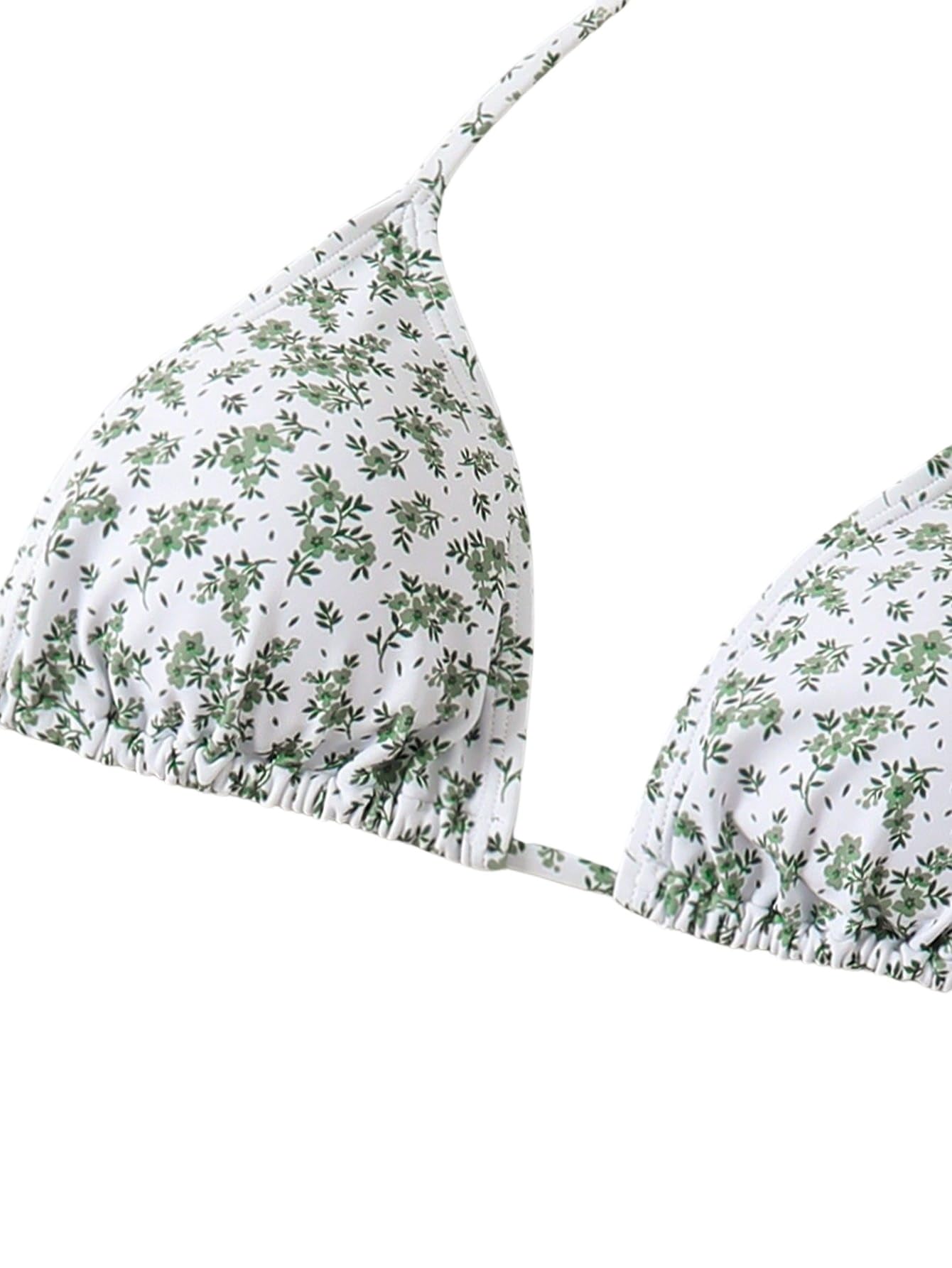 GORGLITTER Conjunto de bikini para mujer de 3 piezas con estampado floral, con cuello halter y falda cubierta