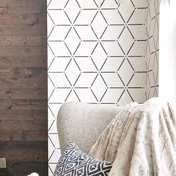 STENCILIT Rhombus Wall Stencil for Painting - 2 Pack of 17x32 in Stencil, Geometric Stencils for Painting Large Pattern, Large Wall Stencils