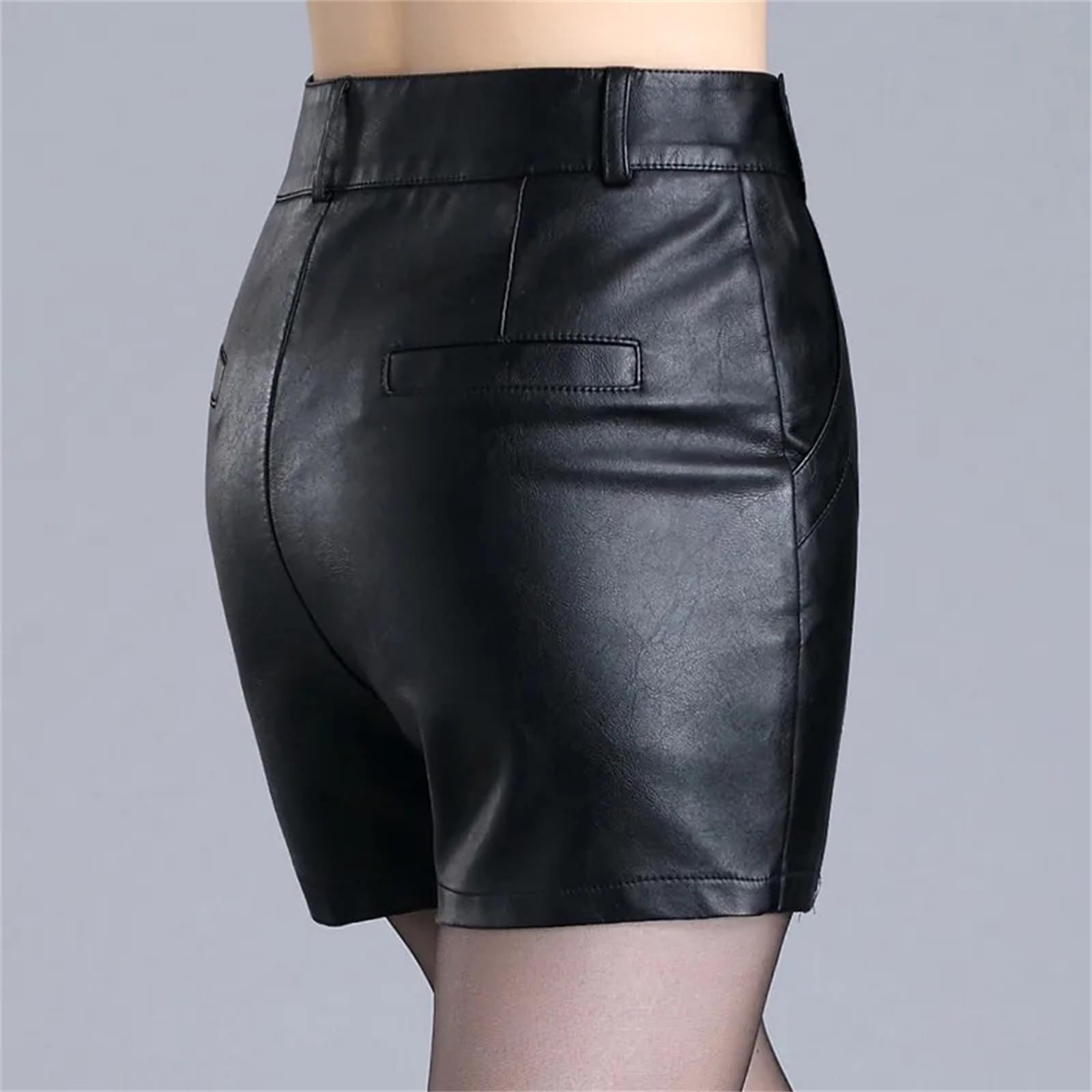 Falda de Cuero sintética Sexy para Mujer Minifalda Corta de Cintura Alta con Forma de Cadera Falda Corta con Cremallera para Fiesta y Club,Negro-Medio