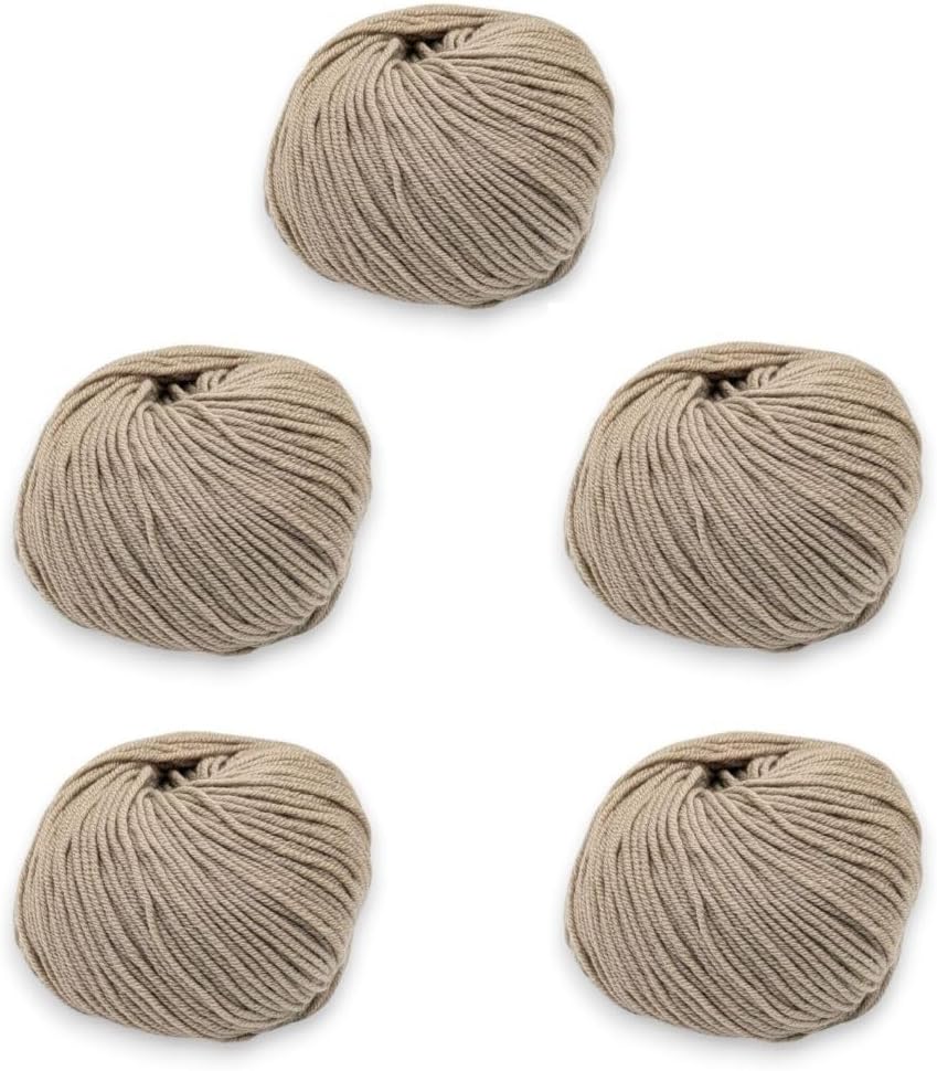 Double Knit-Weight (DK), 100% Superwash Fine Merino Wool Knitting and Crochet Yarn, 5 x 50g Balls - Purely Merino DK 3303 Mink