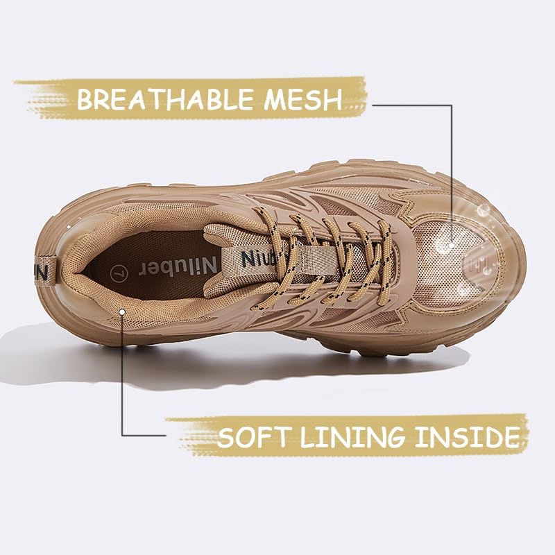 Niluber Chunky Sneakers for Women Platform Sneakers for Women Comfortable Casual Tennis Shoes Lace Up Fashion Walking Shoes - Image 4