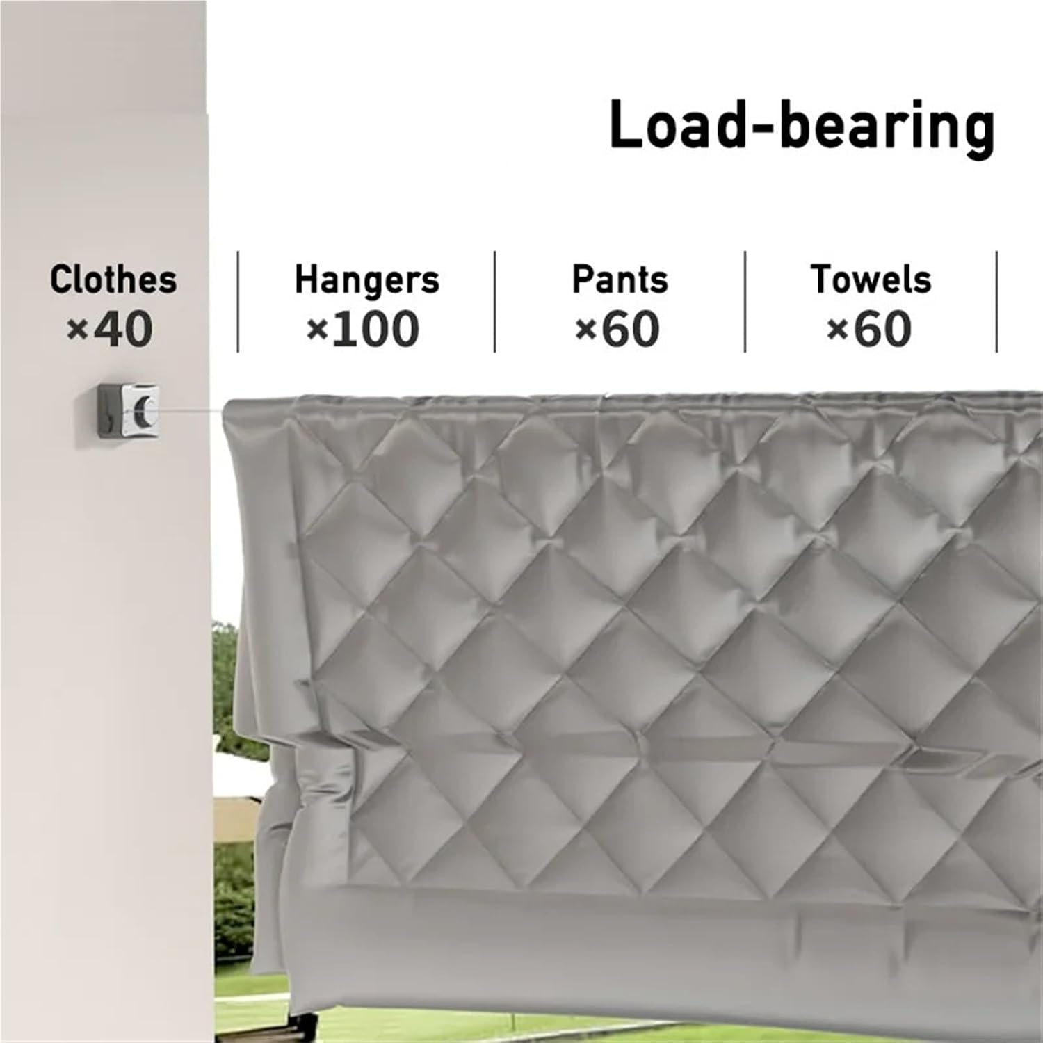 5.1m Retractable Clothes Horse Stainless Steel Cloth Wire Rope Non Slip Extendable Wall Mounted Clothesline for Bathroom, Balcony(Gray)