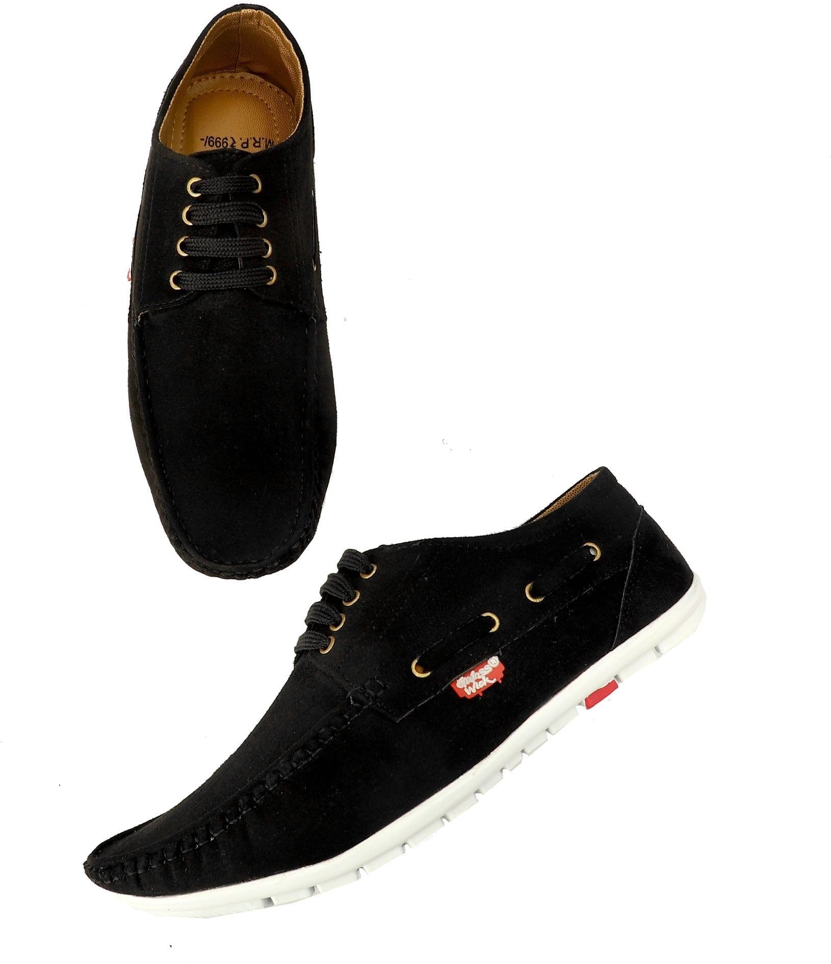 Men's Casual Loafers, Black, Size 7, Synthetic, Lace-Up, Flat Heel-image-6
