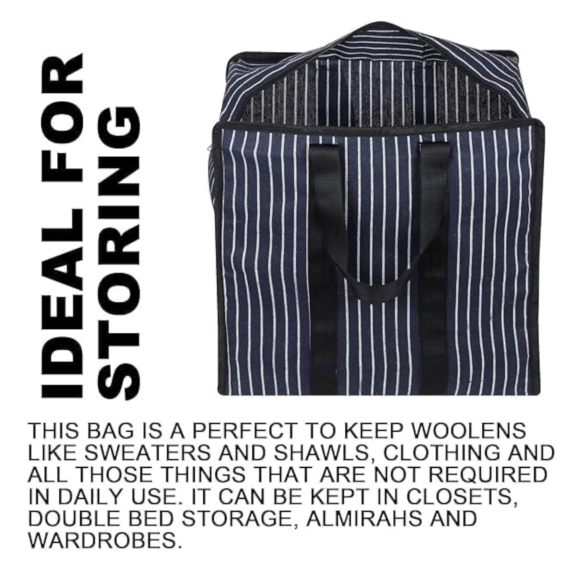 New Large Striped Tote Bag, Black and White