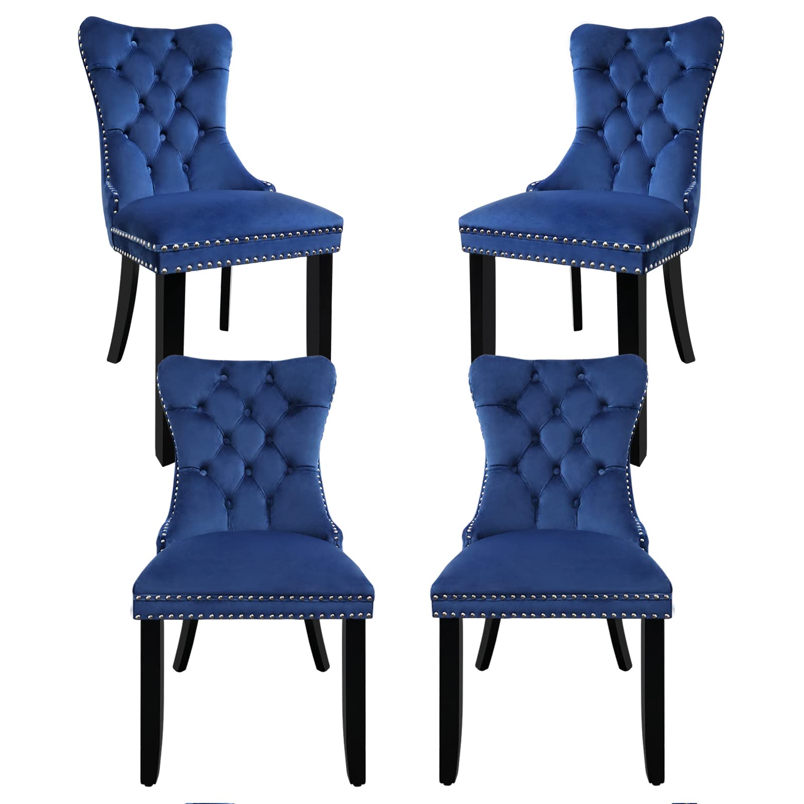 (incomplete)Fangflower Velvet Upholstered Kitchen & Dining Room Dining Chairs Set of 4, Blue