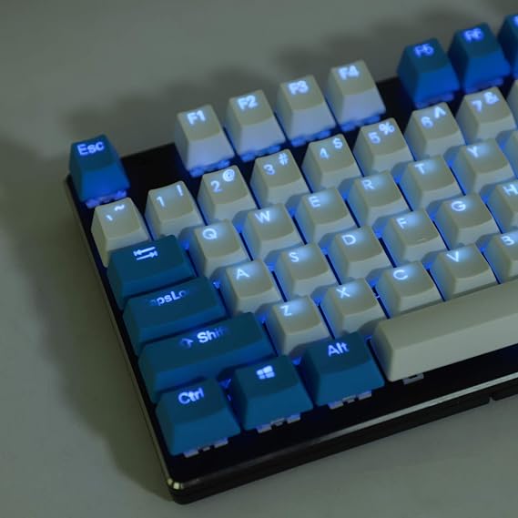 YMDK Top Printed Double Shot PBT Shine Through Translucent 108 Key OEM Profile Keycap for MX Switches Mechanical Keyboard (Only Keycap)