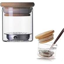 Nail Art Brushes Washing Cup, Nail Glitter Removal Cup, Monomer Holder, Nail Art Acrylic Liquid Powder Removal Cup, Nail Brush Cleaner Dappen Dish with Lid, Easy Cleaning Portable Mesh Layered
