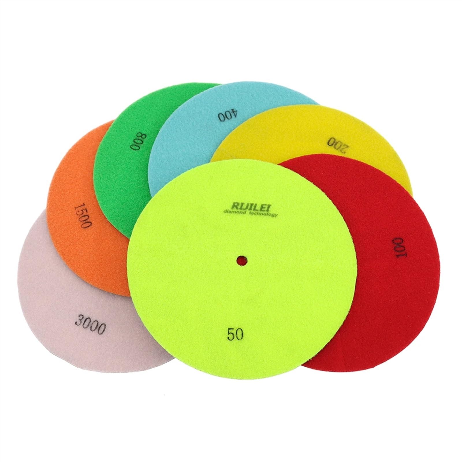 Juego de 7 almohadillas de pulido en seco de diamante de 9 pulgadas, almohadillas de pulido flexibles de 225 mm for granito, mármol, piedra, hormigón, disco de lijado(800_7 PCS_9 INCHES)