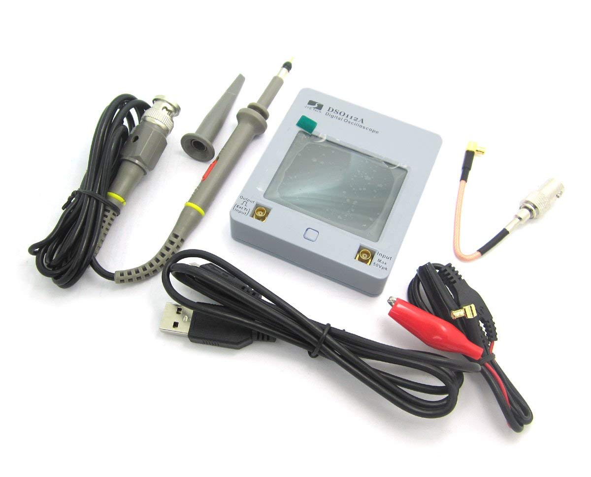 DollaTek DSO112A Digitales Taschen-Oszilloskop w/Screen 2.4inch TFT Touchpanel, Standard-BNC-Prüfspitze, MCX Klippkabel und Batterie eingeschlossen