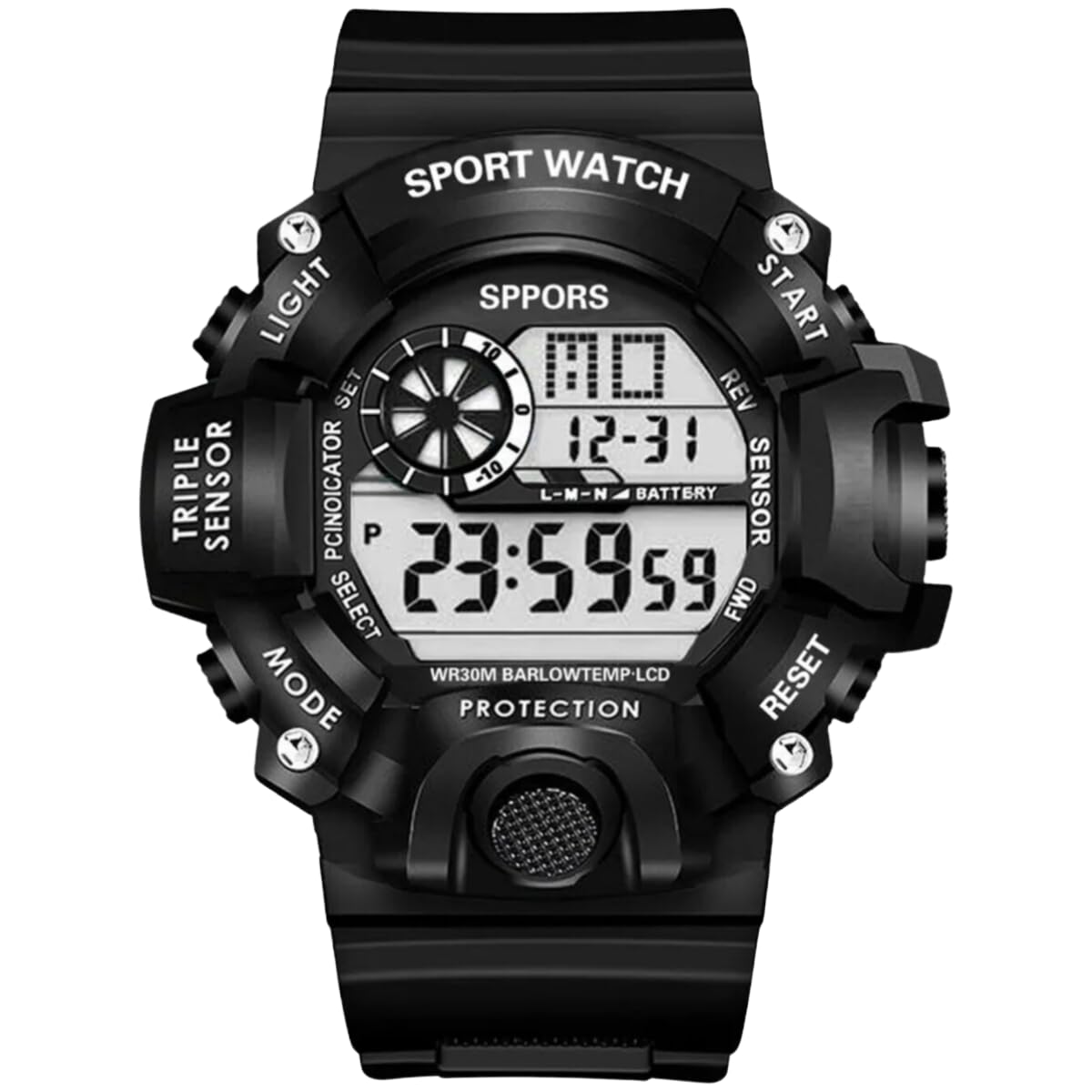 Black Color TPU Band Unisex Digital Watch for Men and Boys