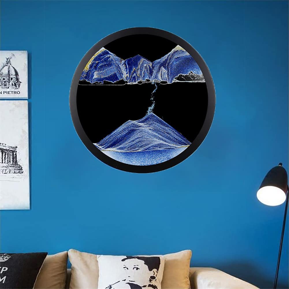 MIHTRA 17.4'' Moving Sand Art Decor, Sand Art Liquid Motion,Sand Art Wall Mounted Rotate Sculpture, 360° Rotate Wall Mounted Moving Sand Art Picture Relaxing Mood Home Office Work Decor (Color : D)