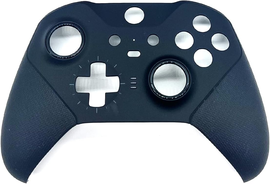 MODDEDZONE OEM Housing Shell Case Faceplate Cover Replacement Parts Compatible with Xbox One Elite Series 2 Controller (Black), Front + Back Shell (Front)