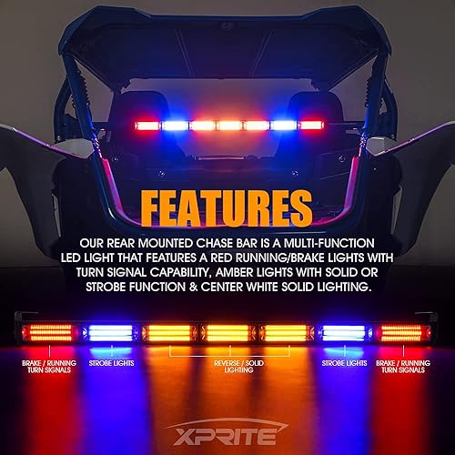 Miniatura 2 de Xprite Barra de luz intermitente estroboscópica UTV RZR de 30 pulgadas, con freno, marcha atrás, función de señal de giro, barra de luz trasera de