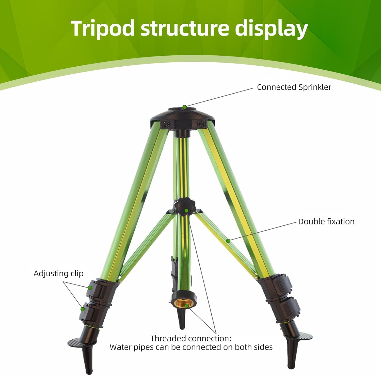 三脚ベースのインパクトスプリンクラー 頑丈な芝生スプリンクラー 360 度大面積灌漑真鍮スプリンクラーノズルと亜鉛合金 3/4 イン